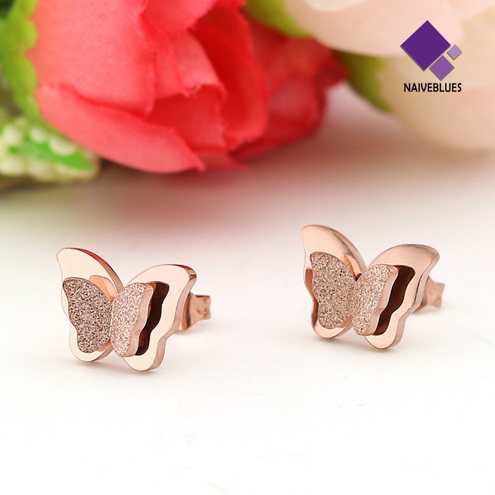 Anting Stud Bentuk Kupu-Kupu Untuk Wanita