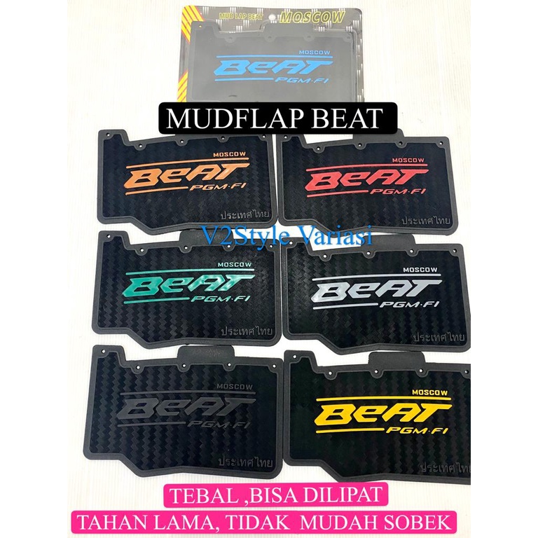 MUDFLAP BEAT MOTIF KARBON KARET LUMPUR PELINDUNG MESIN KARPET PENAHAN AIR UNTUK KOLONG SPAKBOR TULISAN MOSCOW THAILAND WARNA HITAM HIJAU BIRU KUNING ORANGE SILVER  PROTECTOR INJEKTOR HONDA BEAT FI ESP POP STREET 2012 2013 2014 2015 2016 2017 2018 2019