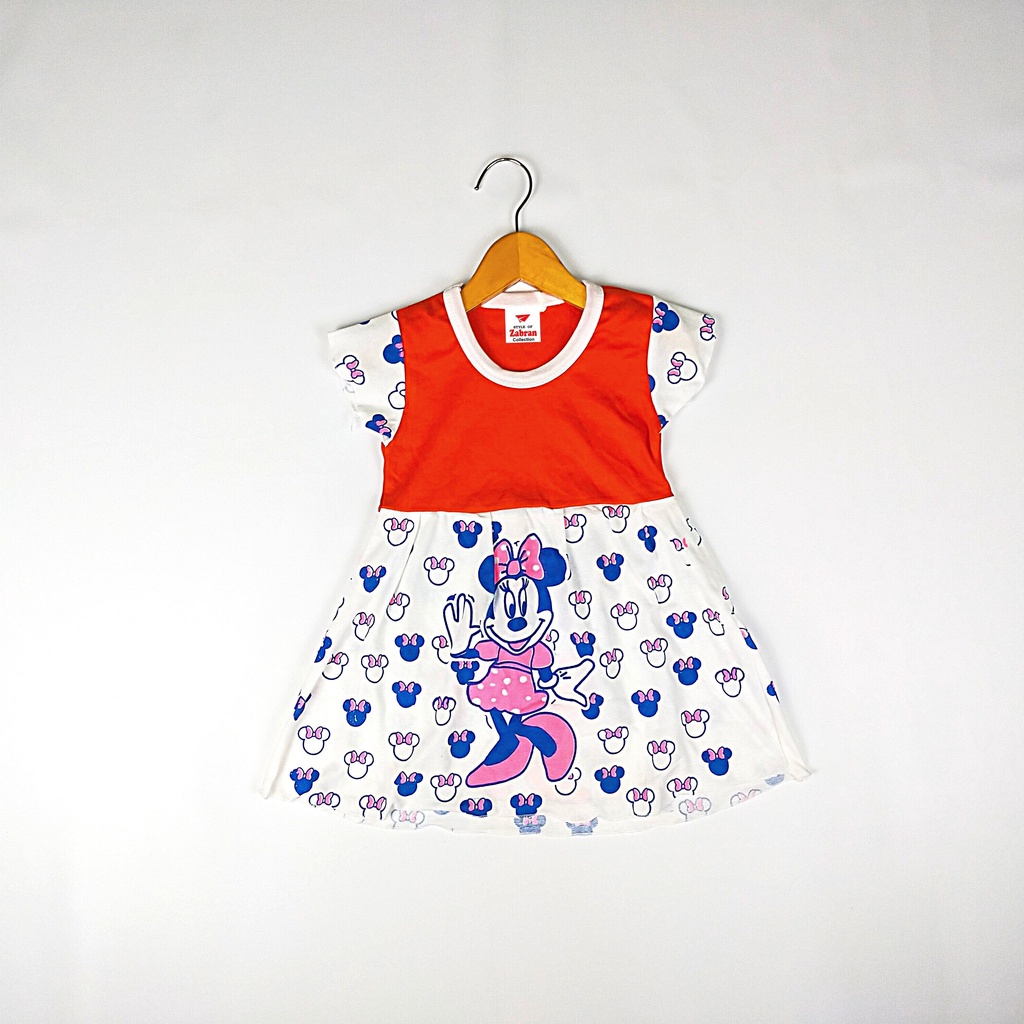 Dress Rampel Motif/Dress Ruffle Anak (Perkiraan 2 s.d 3Tahun)