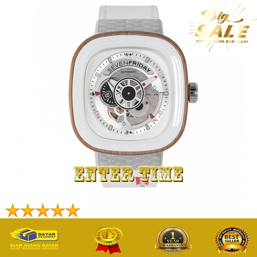 HOT SALE  JAM TANGAN PRIA IMPORT TERBARU MERK SEVEN FRIDAY SF P1B-03 LEATHER STRAP JAM TANGAN IMPORT