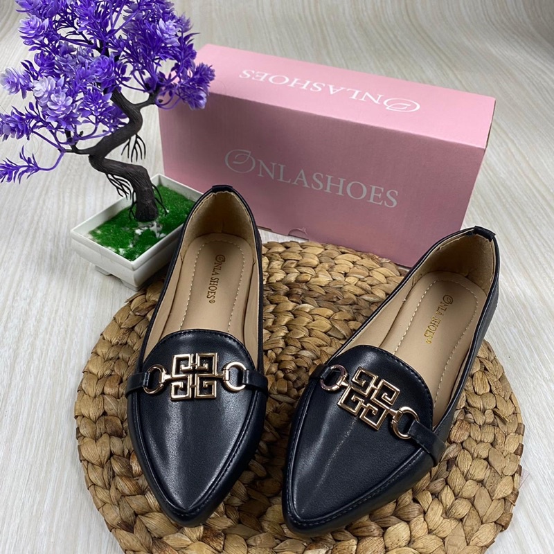 Onlashoes - Flatshoes Wanita sepatu kerja wanita terbaru sol karet KODE LB33