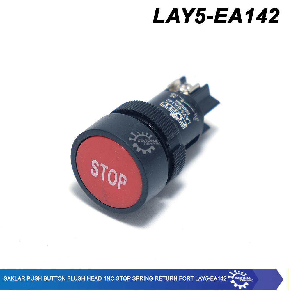 Spring Return Fort LAY5-EA142 - Saklar Push Button Flush Head 1NC STOP