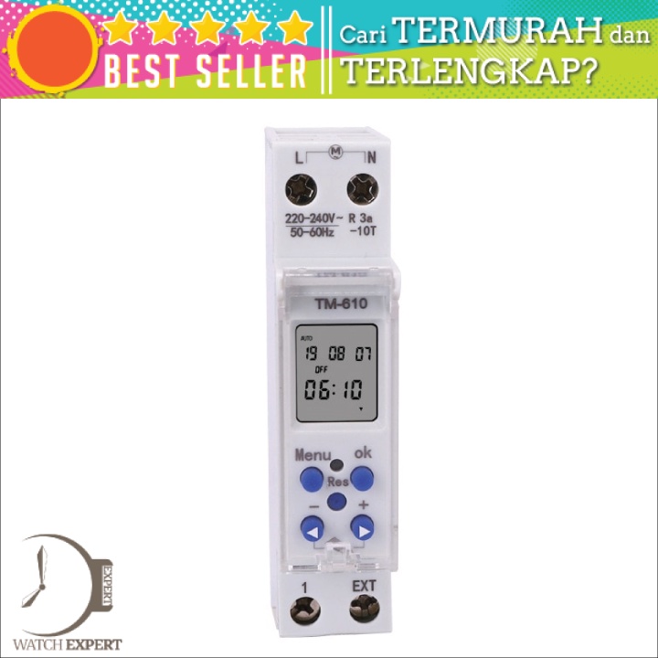 Bisa COD Timer Arus Listrik Otomatis DIN Rail Power Timer Programmable Time Switch Relay 18mm 220V - Sinotimer TM610-2