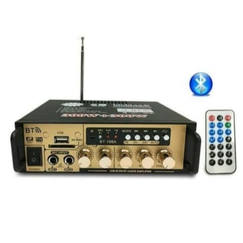 COD Ampli Fleco BT-198A Power Amplifier AC DC Bluetooth USB FM SD Mp3//AMPLI KARAOKE FLECO BT-198A