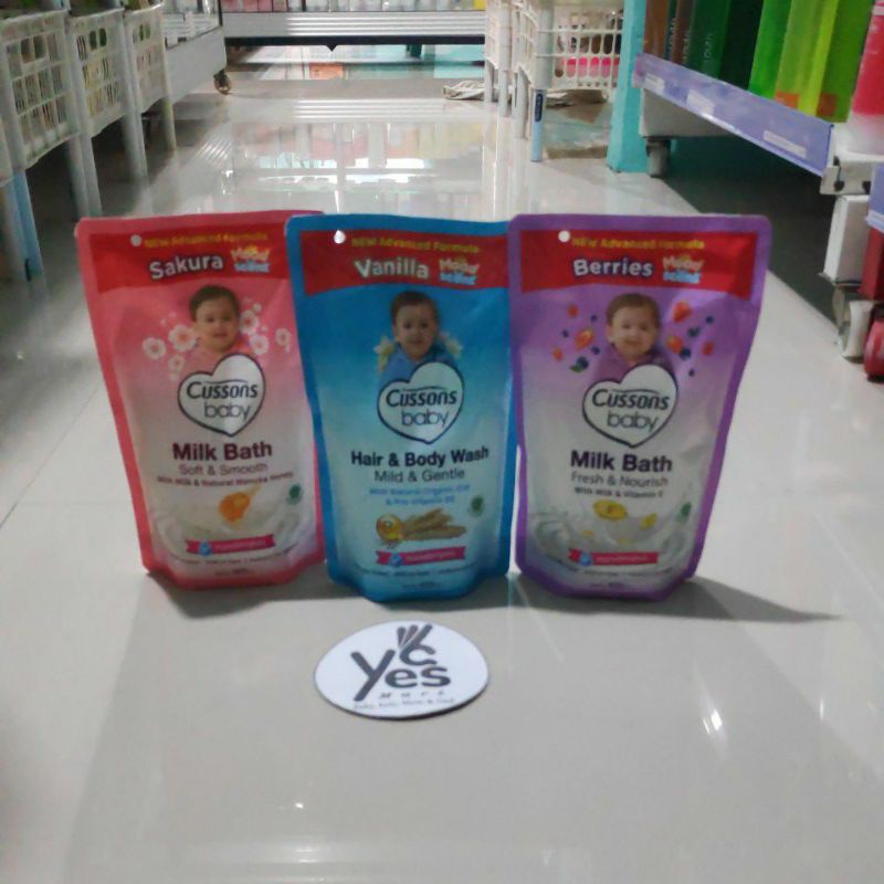 Cussons baby 400ml Milk bath Pink Ungu Hair &amp; Body Wash Biru Cusson Soft Smooth Cuson Fresh Nourish Sabun Mandi Bayi Cair