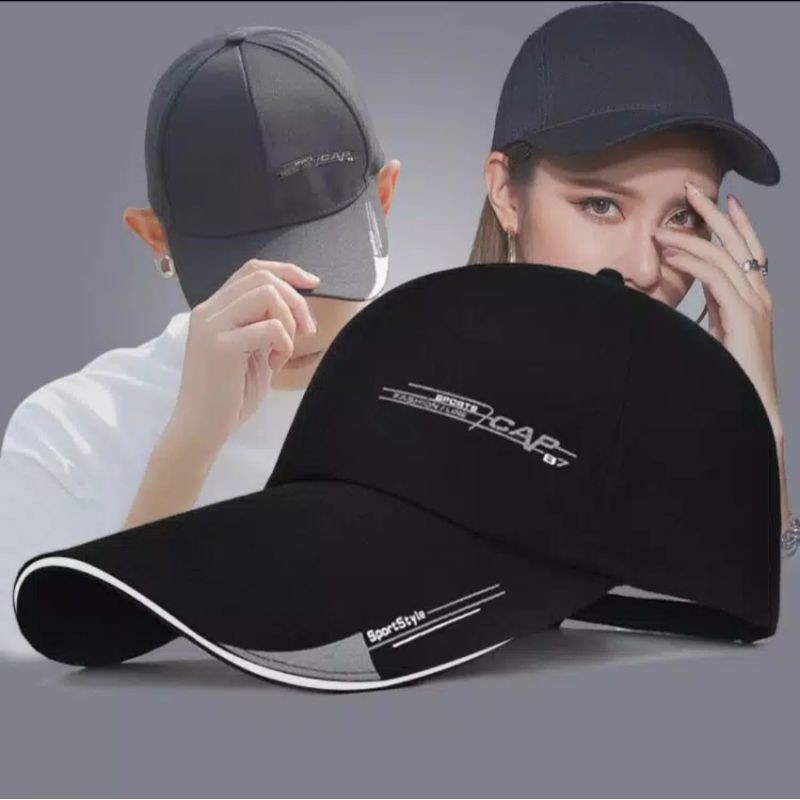 Topi Baseball Outdoor Line Cap Long Visor  Topi Lidah Panjang Topi Sport Topi Korea Topi distro