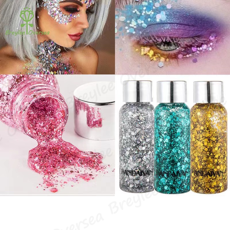 【Baru】HANDAIYAN 9Colors body glitter gel glitter untuk wajah badan face and body painting glitter Long Lasting Sparkling 30g