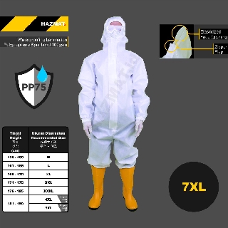  Baju  APD  Medis Size 7XL HAZMAT Suit Medical Coverall 