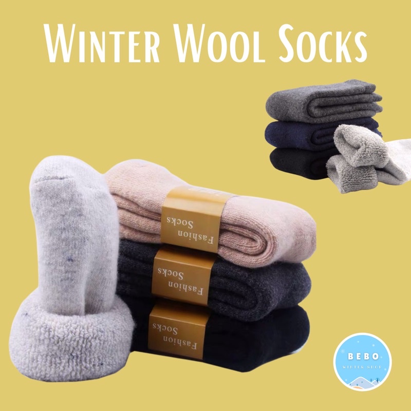 Kaos Kaki Tebal wol musim dingin unisexWinter thermal wool socks