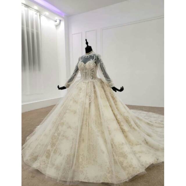 Pre Order gaun pengantin lengan panjang baju pengantin murah wedding dress import wedding gown mewah