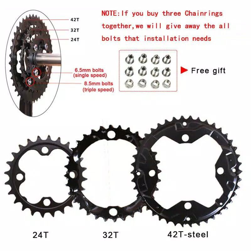 Chainring 64 bcd 104 bcd 24t 26t 32t 38t 42t double chainring triple chainring