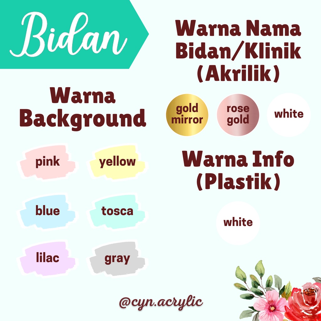 BIDAN Hospital Board Akrilik Acrylic Announcement Biodata Baby Bayi Newborn Kado Mewah Bagus