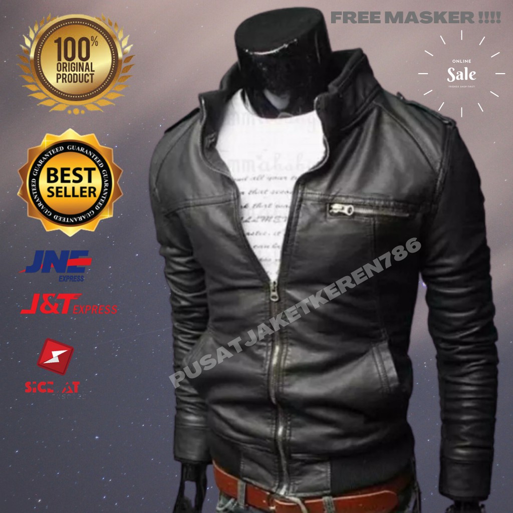 Jaket Kulit Sintetis Pria Terlaris/Jaket Motor 2021/Jaket Trend