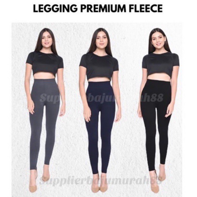 Lookatmeofficial • Celana Legging Premium Super Tebal Fleece Import / Legging Polos Tebal / Fashion Wanita