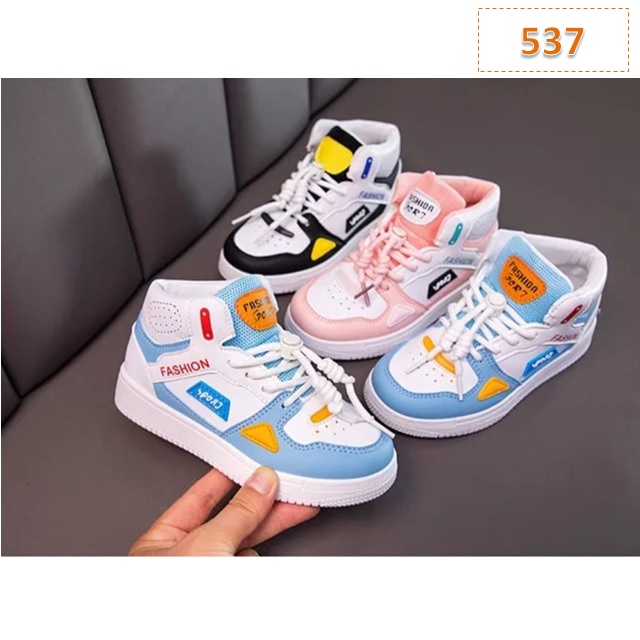 Sneakers Anak Sport Fashion Cewek Cowok Hitam Pink Tosca (537)