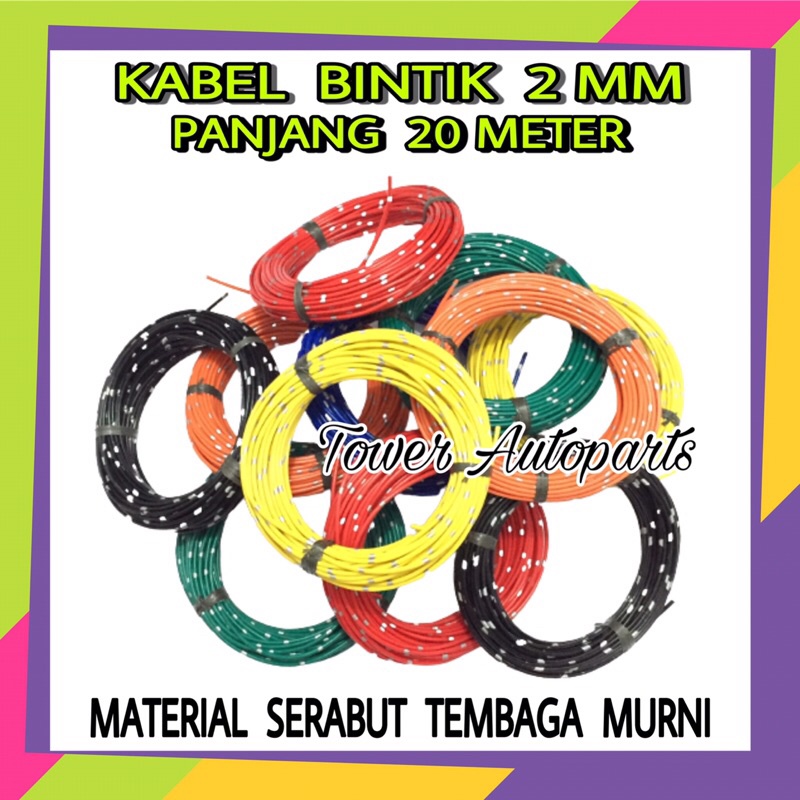 Kabel Bintik Roll 2 MM Untuk Body Mobil &amp; Motor Serabut Tembaga 20 Meter Kualitas Jepang