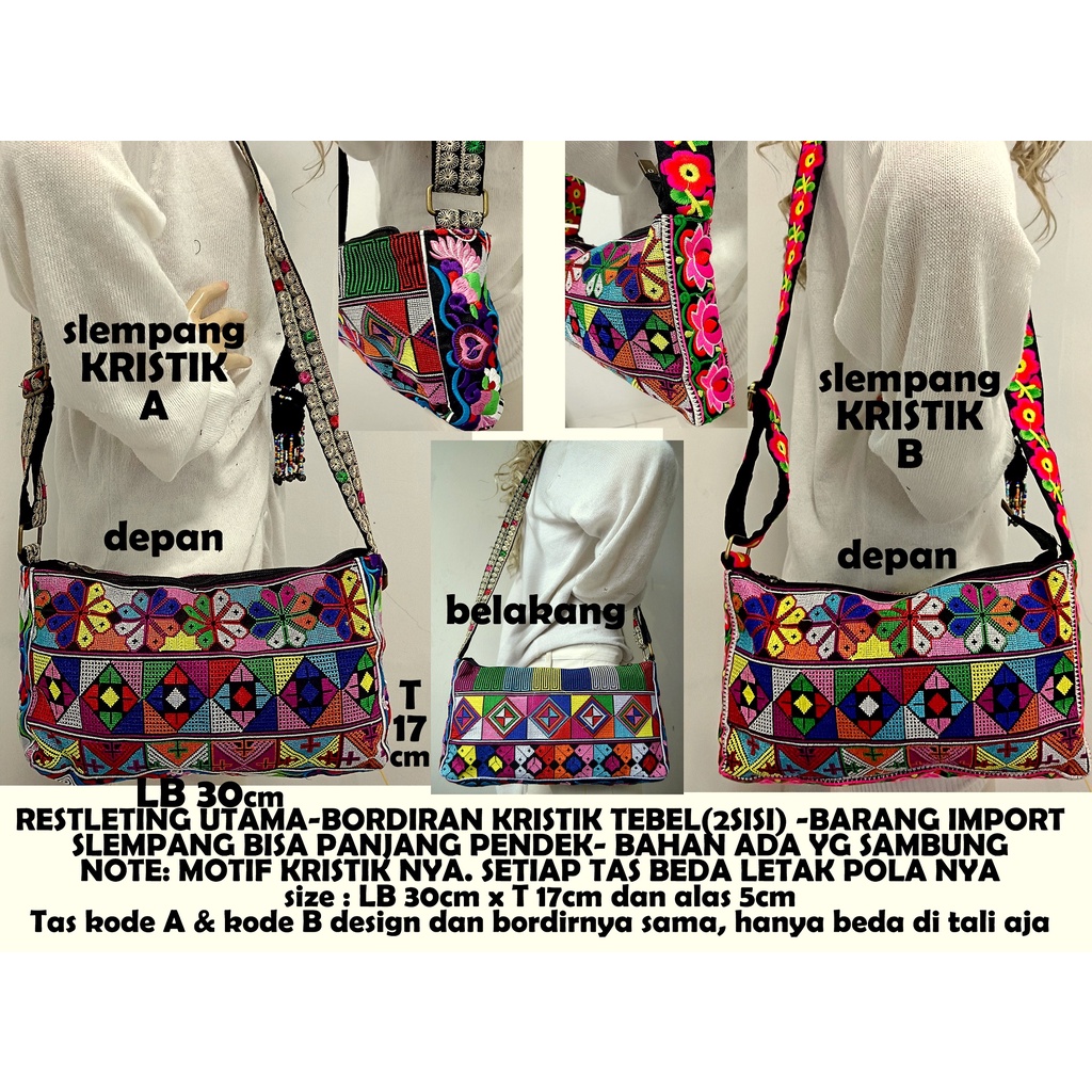 tas bordiran import/tas thailand/tas slempang/tas etnik/clutch/tas pingang/dompet/tote bag/top handl