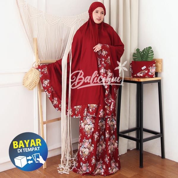 Balicihui Mukena Nadia Maroon 1 Mukena Bali Jumbo Mukena Bali Dewasa by Balicihui