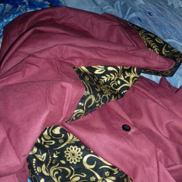 Kemeja Batik Lengan Pendek Hem Kombinasi Prodo Bahan Katun Seragam Murah Pekalongan M L Xl