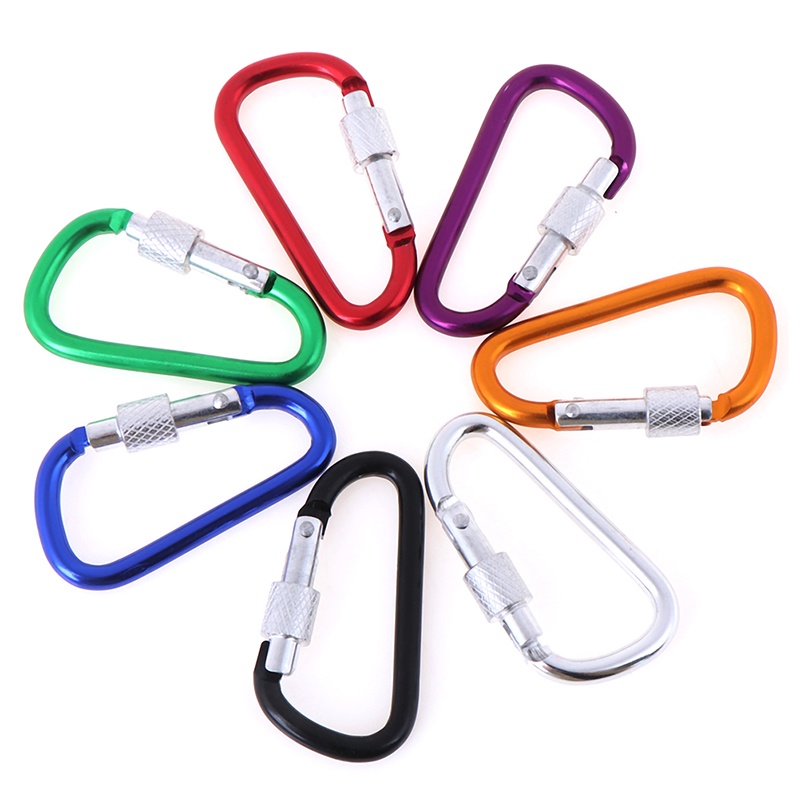 2pcs Carabiner Bentuk D Bahan Aluminum Warna Acak