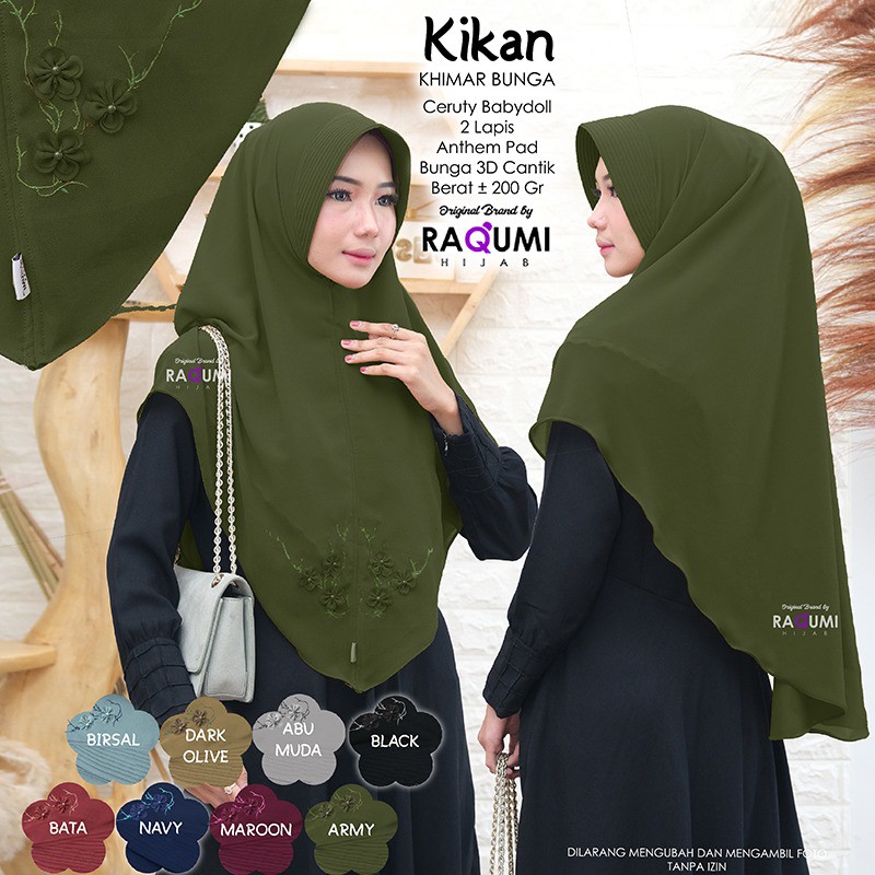 Khimar Ceruty Kikan Khimar Bunga Original Raqumi Khimar Ceruty Babydoll Raqumi Kikan Raqumi