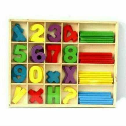 Wooden Toys Computation Study Box / Mainan Kayu Belajar Berhitung Dan Warna