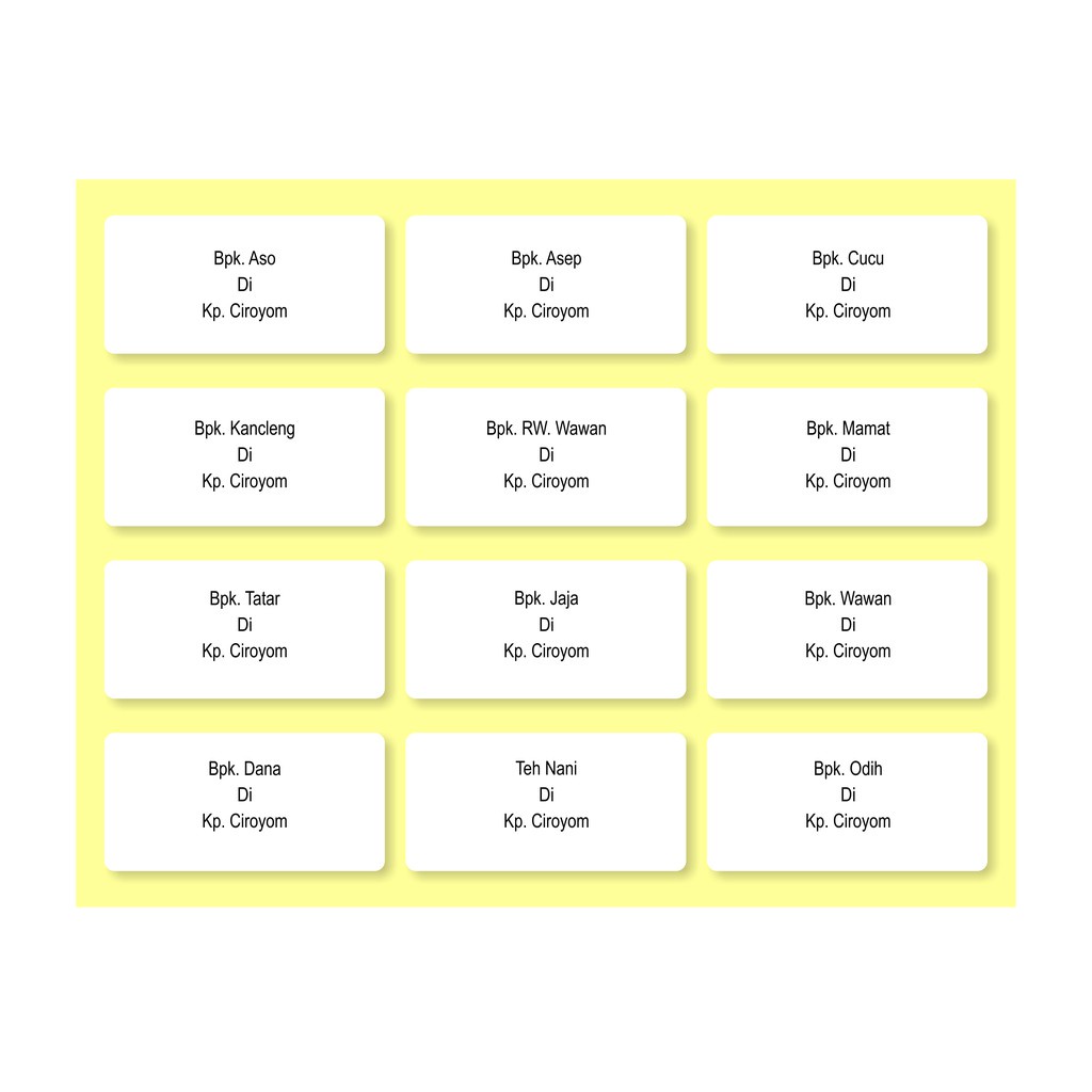 

CETAK LABEL NAMA UNDANGAN 103 PUTIH