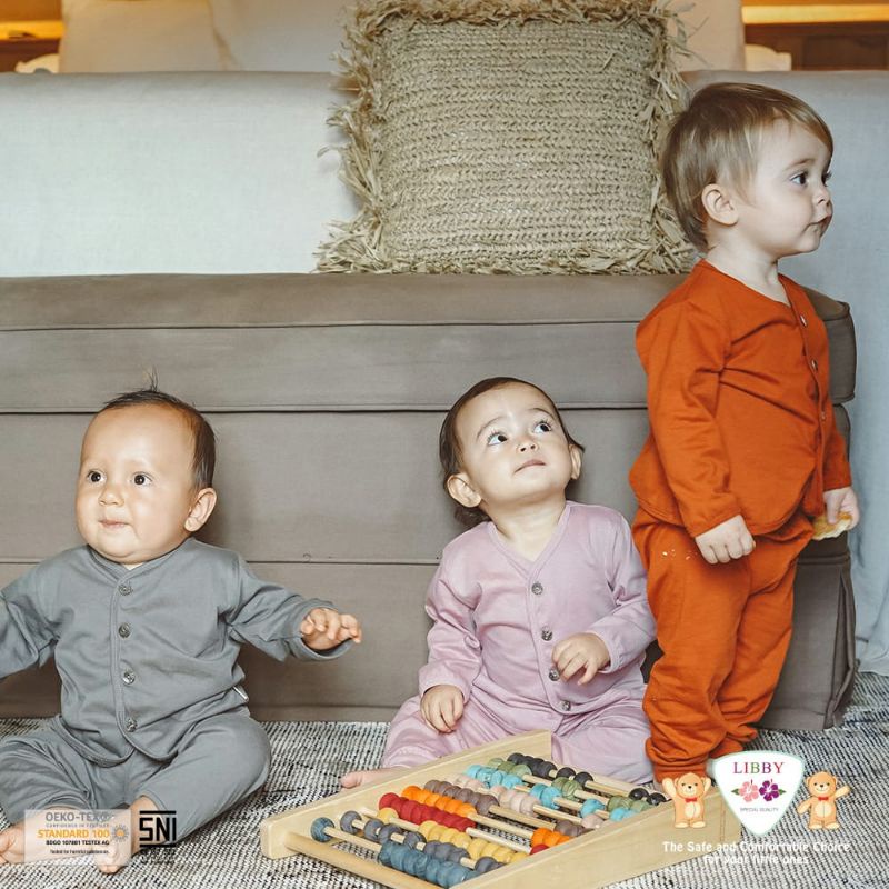 Libby Setelan Panjang Bayi NB 0-12 Bulan Earth Color Comfy Set