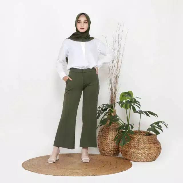 (COD) White Kulot/Kulot Putih Scuba/Celana putih/kulot scuba