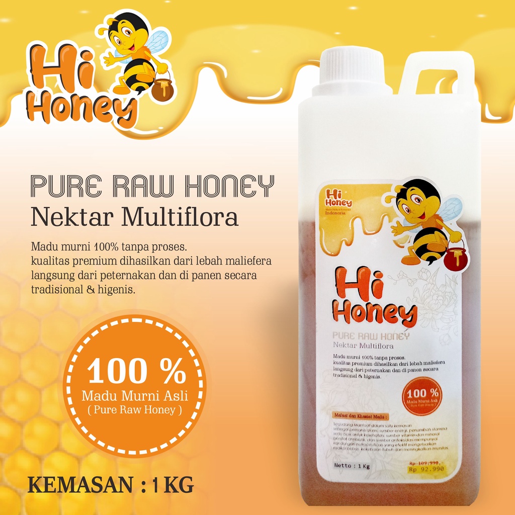 

Madu murni Asli Hi Honey Multiflora 1kg / Madu Multiflora /Hi Honey