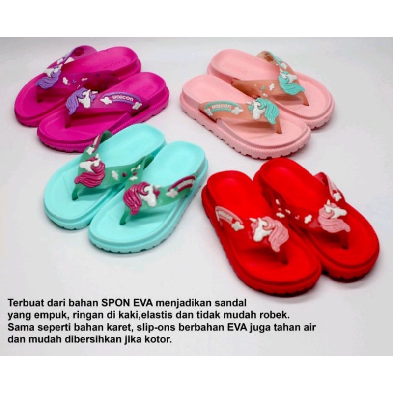 Sandal Jepit Anak Perempuan Bahan Karet/Unicorn Ukuran 24-35(137-1,237-1)