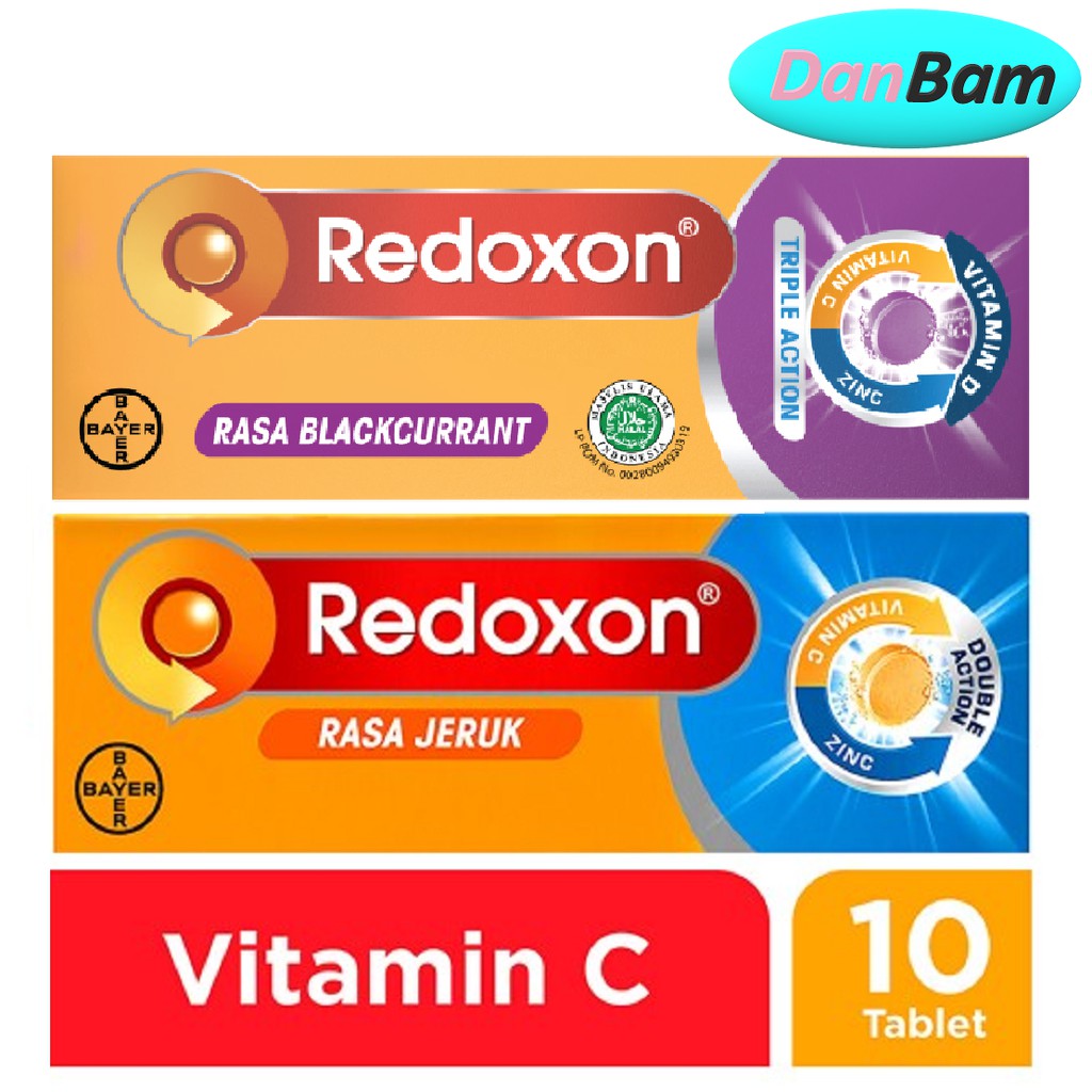 Redoxon CDR Berocca Fortos Vitamin C, D &amp; Zinc Rasa Jeruk / Blackcurrant 10 Tablet / Jeruk 15 / 20