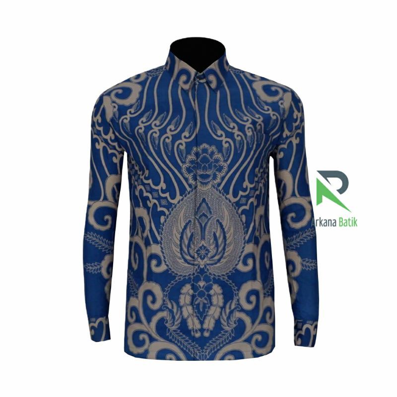 SLIMFIT BATIK Arkana Biru Premium Kemeja Baju Pria Lengan Panjang Motif Elegan Slim Fit Modern