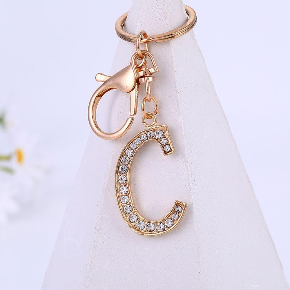 Mxbeauty Huruf Liontin Hadiah Natal 1 Pc Kristal Berlian Imitasi Perhiasan Hadiah Gantungan Kunci Handbag Charms Rhinestone Letter Key Chain
