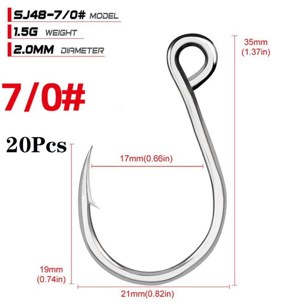 SOLIGHTER 20Pcs Durable Fish Bait Perforated Fly Fishhooks Fishing Hooks Barbed Sharp High Carbon Steel 6#-11/0# FishHook