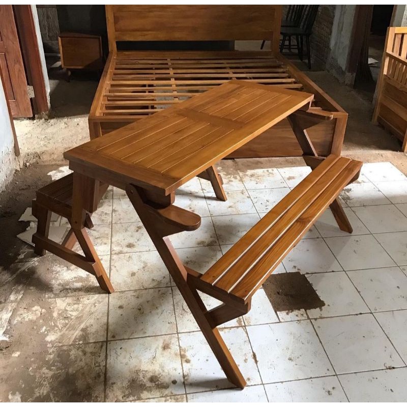 KURSI MAGIC OUTDOOR JATI/KURSI GARDEN BANGKU LIPAT FURNITURE JEPARA-3