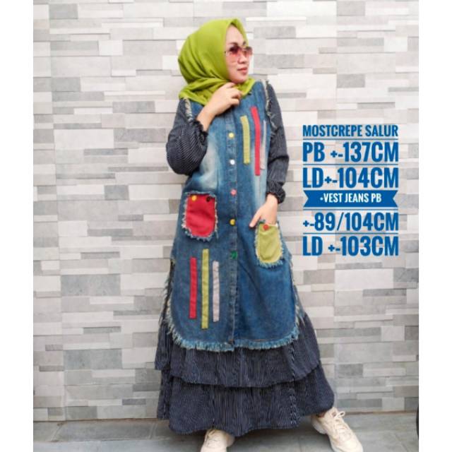 Set rompi jeans+gamis salur