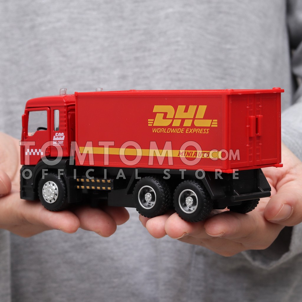 Tomtomo Container Dhl Truck Kontainer Truk Diecast Besi Miniatur