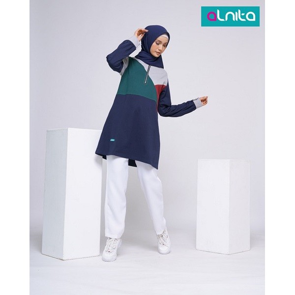 ALNITA ATASAN AA 54 BAHAN COMBED BAJU ATASAN WANITA MUSLIMAH POLOS KOMBINASI WARNA MOZAIK