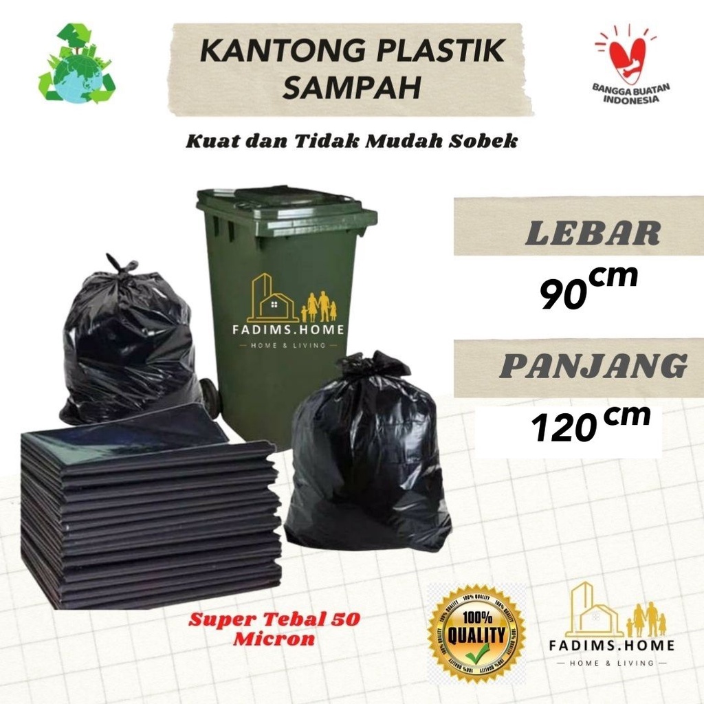 Jual Kantong Plastik Sampah Hd Trash Bag Hitam 90x120cm Kresek Sampah Tebal Tempat Sampah 4832