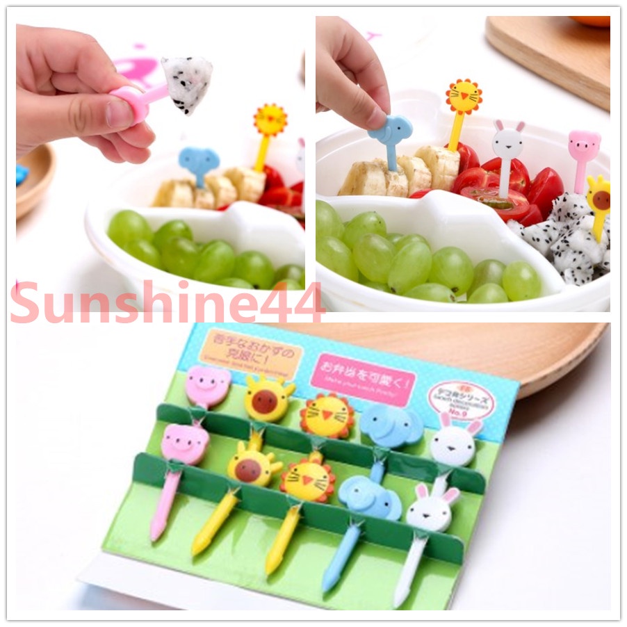 Sunshine 10pcs Garpu Buah Desain Binatang Lucu Untuk Anak