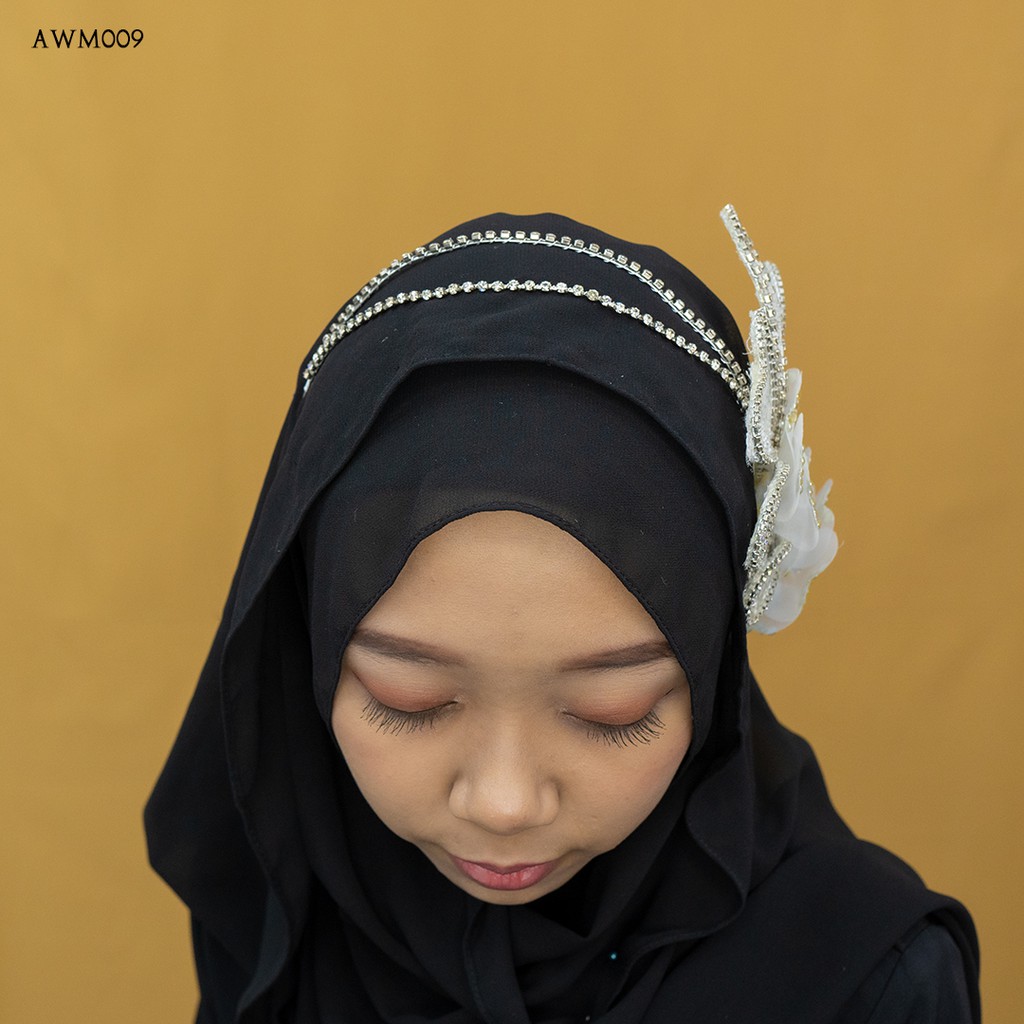 [BARANG READY] AKSESORIS PERNIKAHAN HEADPIECE MODERN HIJAB BROKAT AWM009