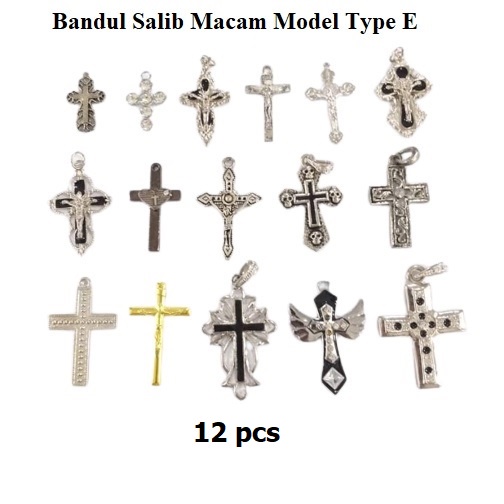 Bandul Salib Macam-Macam Model Type E, Harga/12pcs