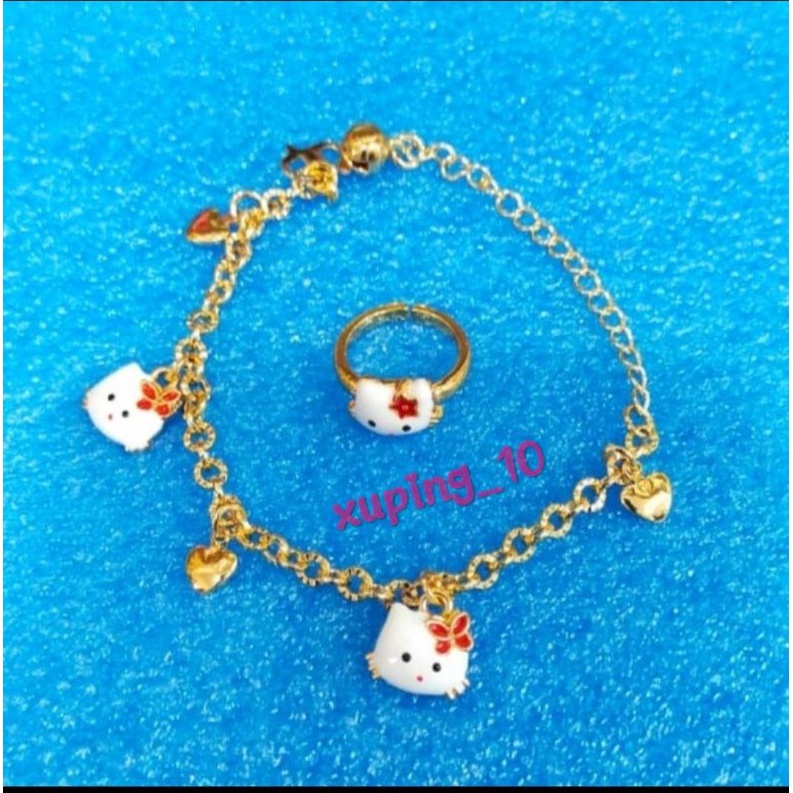 Perhiasan xuping gelang anak free cincin motif helo kitty