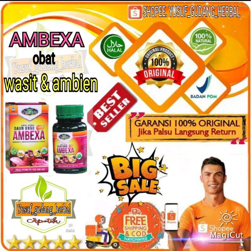 Ambexa daun ungu / obat ambeien ambexa / Ambexa obat wasir / obat herbal Ambexa / kapsul 