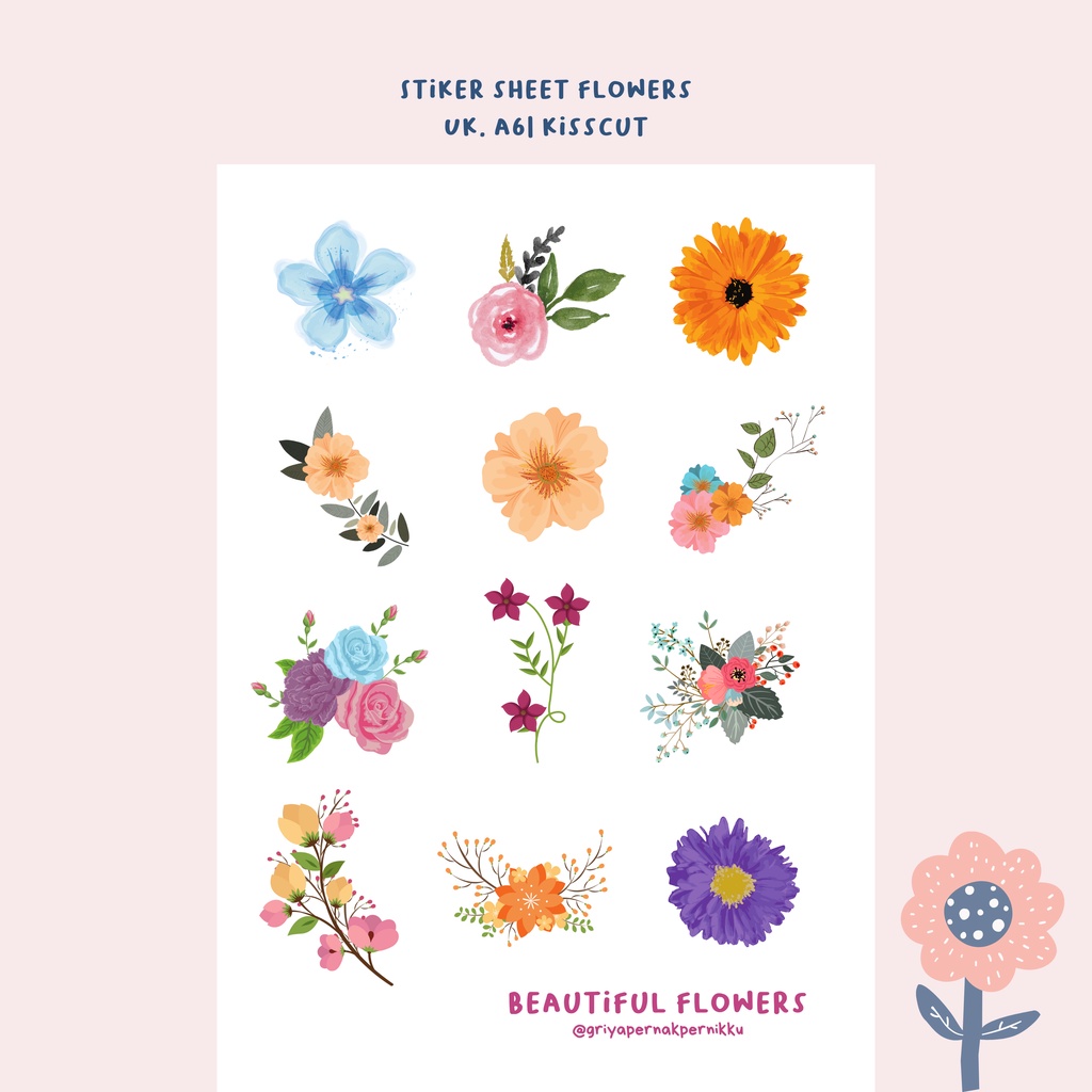 

Pernak Pernik - Stiker Sheet Beautiful Flower Bunga Vintage | Stiker Lucu Aesthetic | Jurnal Scrapbook