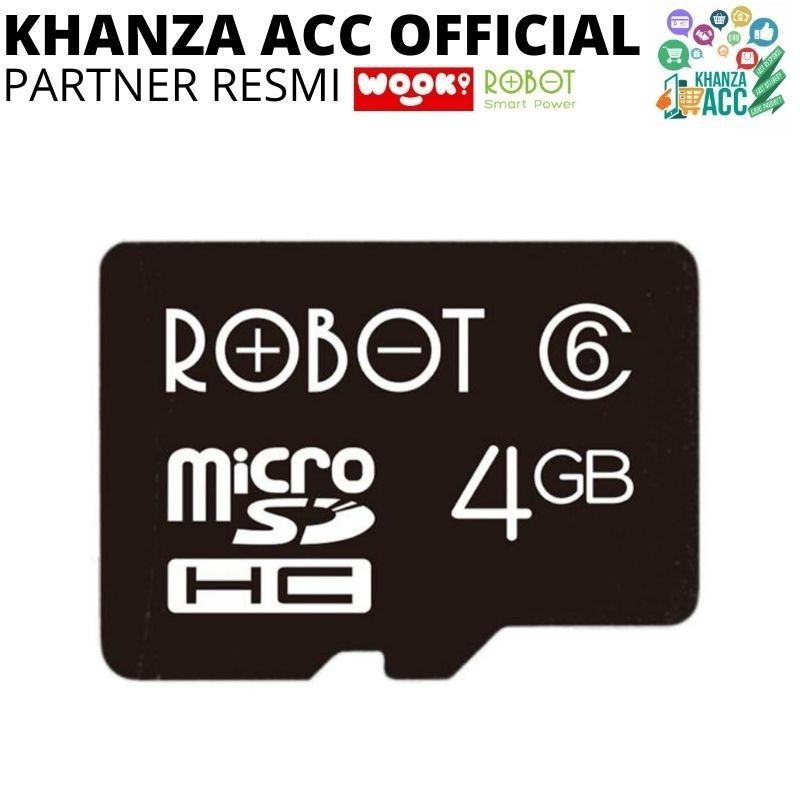 KHANZAACC Robot Kartu Memori HP Micro SD 4GB Class 6 Memory Card Original Bergaransi Resmi