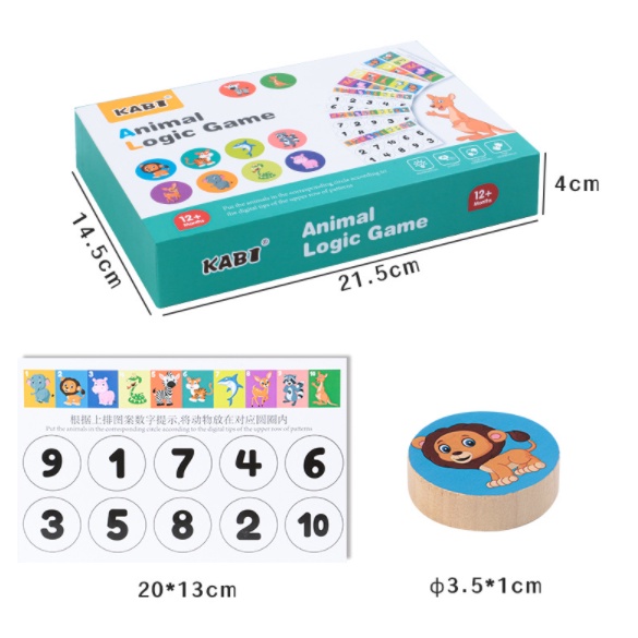 Mainan Edukasi KABI ANIMAL LOGIC GAME / Mainan Edukatif Pairing Game Tema Animal / Animal Homing Pairing Game / Mainan Mencocokkan Gambar / Mainan Belajar Urutan Gambar / Wooden Toys Memory Game