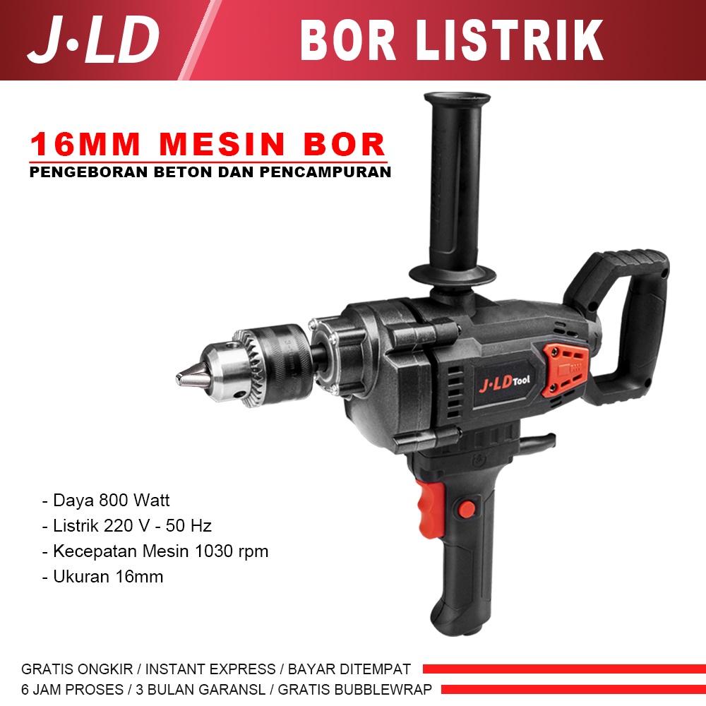 JLD Mesin Bor Pesawat Multifungsi Uk.16mm MESIN BOR LISTRIK 800W ELECTRIC DRILL BY JLD TOOLS