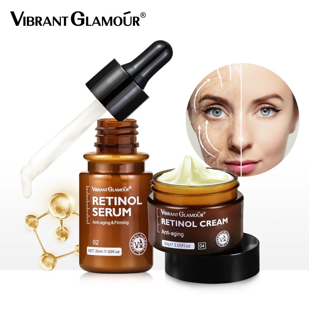 VIBRANT GLAMOR Double Retinol Cream Serum Moisturizing Cream with Natural Retinol 2.5% Krim Retinol Alami dan Krim Wajah Mencegah Penuaan Keriput